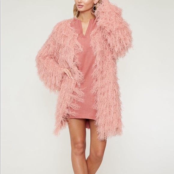 Peach Love California Dara Fringe Jacket Salmon. - Picture 2 of 3